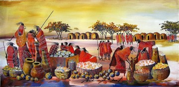 African Painting - Maasai Market from Africa